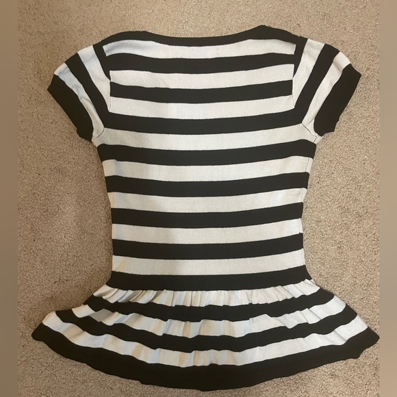 Express black and white striped peplum top size small - Picture 5 of 6